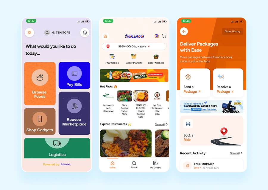 Rouvoo app screens