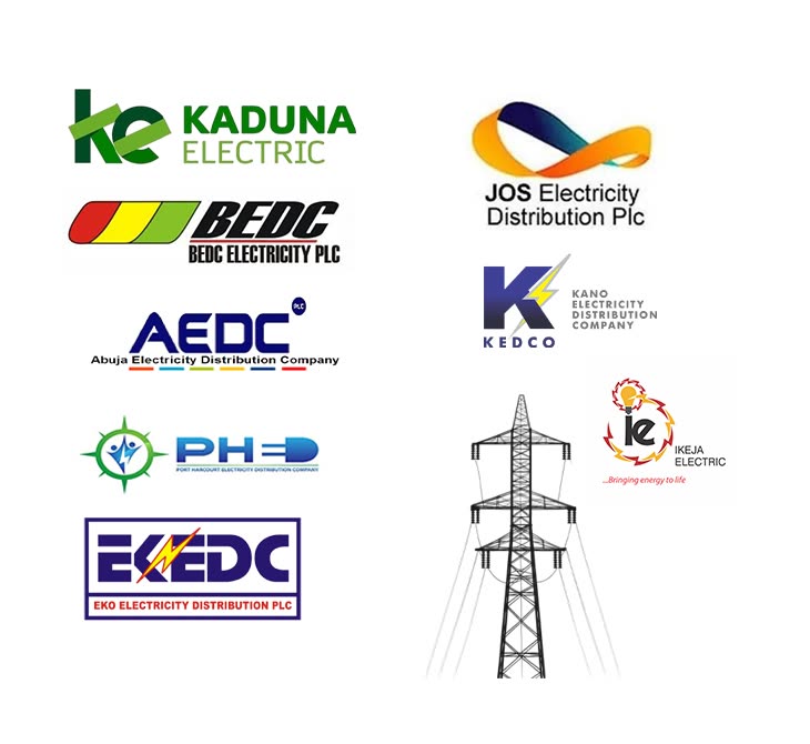 Electricity distribution companies including Kaduna Electric, BEDC, Jos Electricity Distribution, AEDC, EEDC, KEDCO, IBEDC, Ikeja Electric, PHED and EKEDC