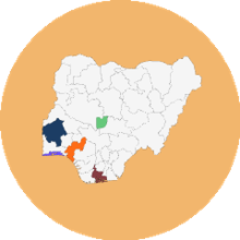 Nigeria with four states highlighted